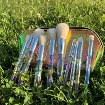 Plastic handle makeup brush set colorful