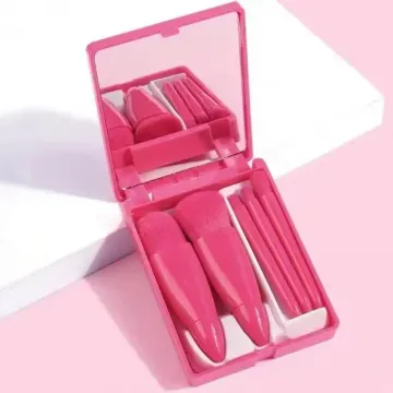 Mini makeup brush set with mirror