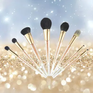 Glitter diamond gold inside makeup brush set