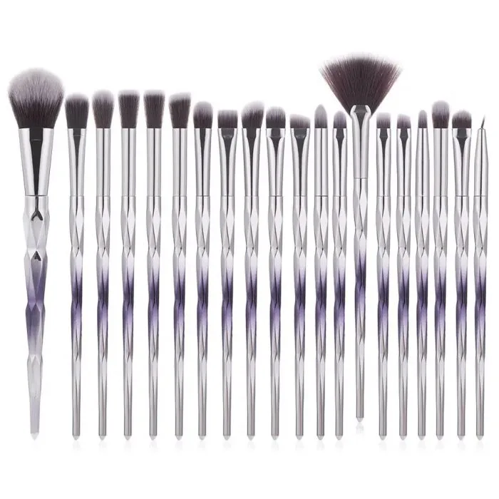 Spiral shape plastic handle makeup brush set — view 1