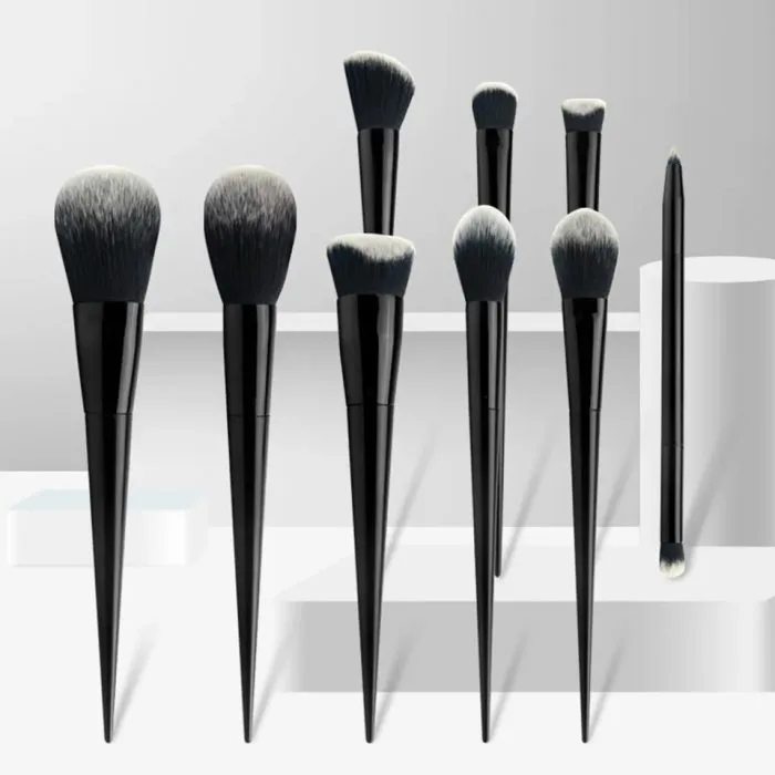 Black makeup brush set — view 1