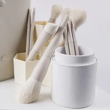 White makeup brush set