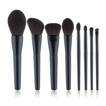 Matte black makeup brush set