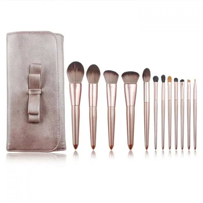 Fancy shiny makeup brush set — view 1