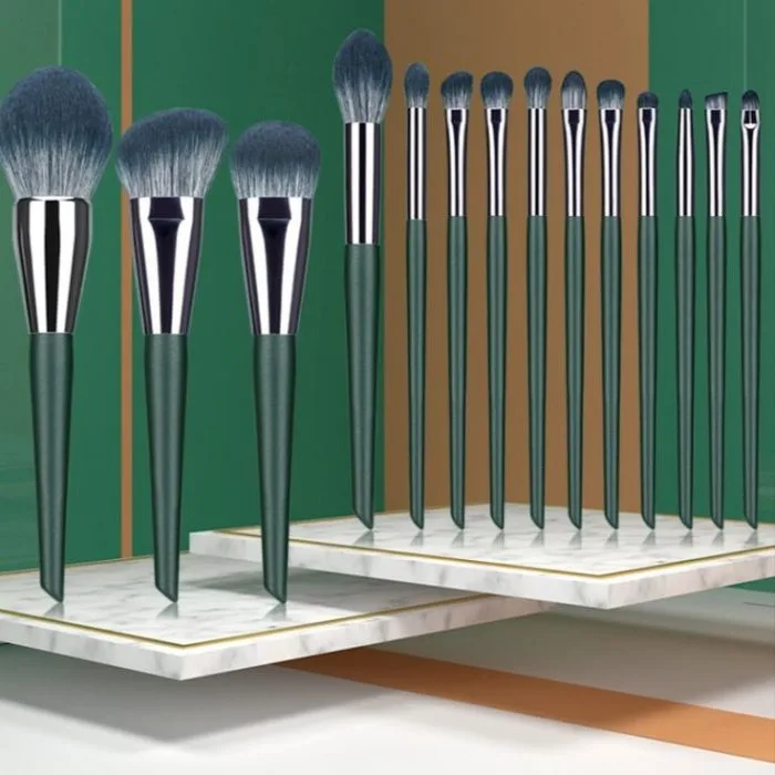 Blue & gray makeup brush set — view 1