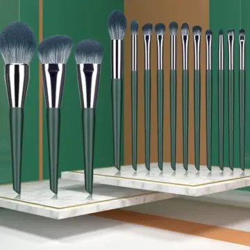 Blue & gray makeup brush set