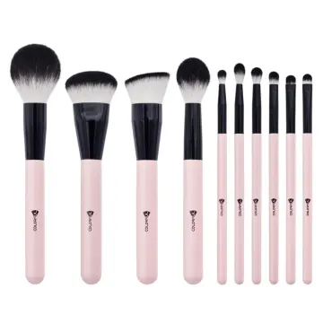 Pink-black makeup brush set