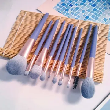 Purple makeup brush set