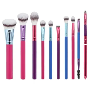 Blue and purple makeup brush