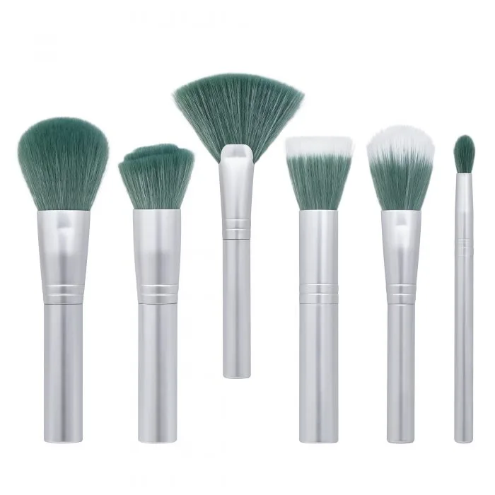 Silver green makeup brush — view 1