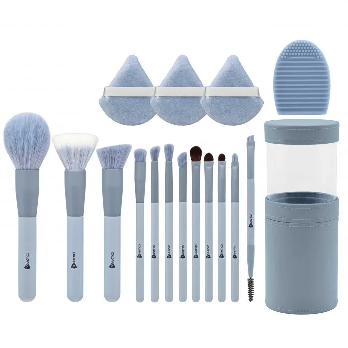 Light blue makeup brush — view 1